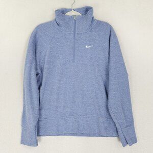 Nike Sweater Womens Medium Blue Therma Half Zip Training Pullover Swoosh Casual